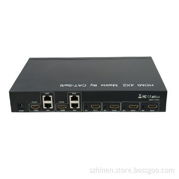 HDMI Switch-splitter, 4x2 (Matrix) by 2xCat-5e/6